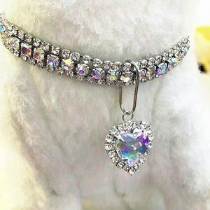 NEW Sparkling Bling Swarovski Crystal Rhinestone Heart Pet Collar: Cat O…